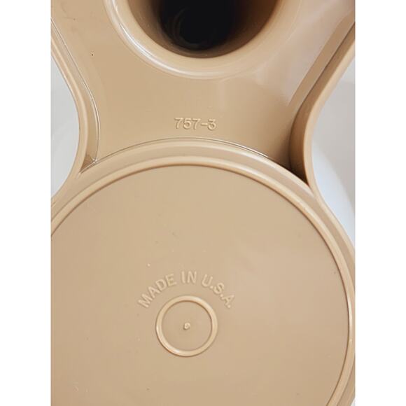 Tupperware Condiment Snack Caddy #757-3 Almond Base 6 3/4" Made in USA Vintage - Picture 10 of 14